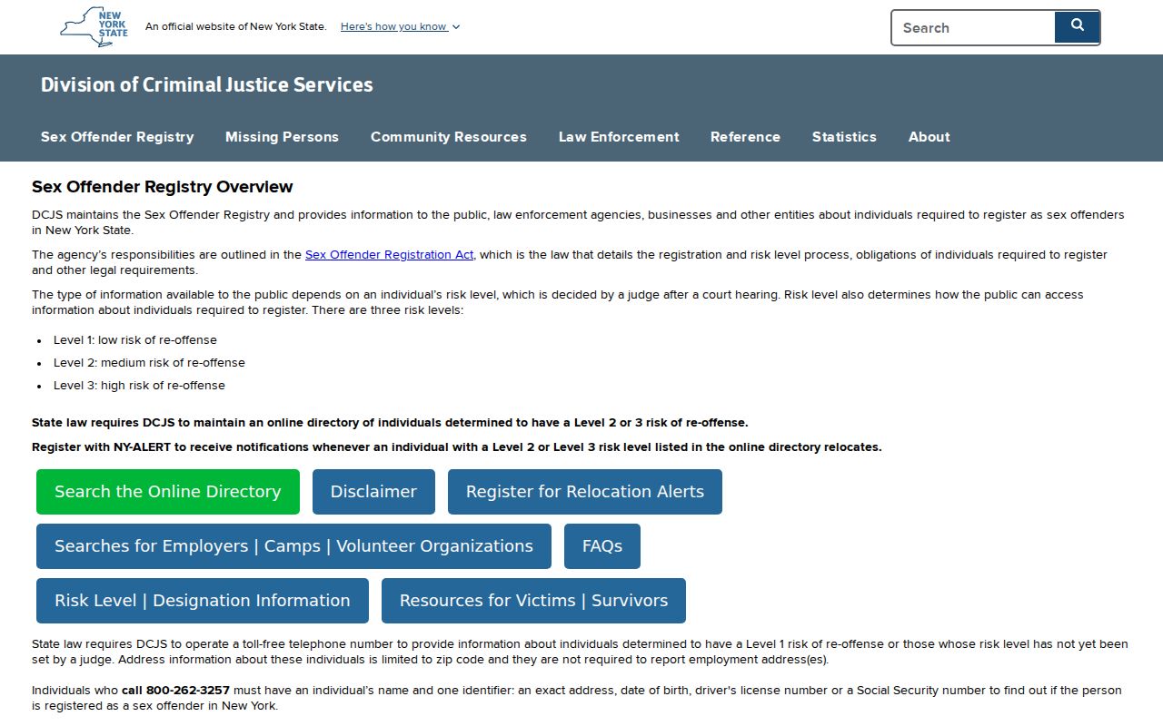 Cortland County sex offender registry information from DCJS